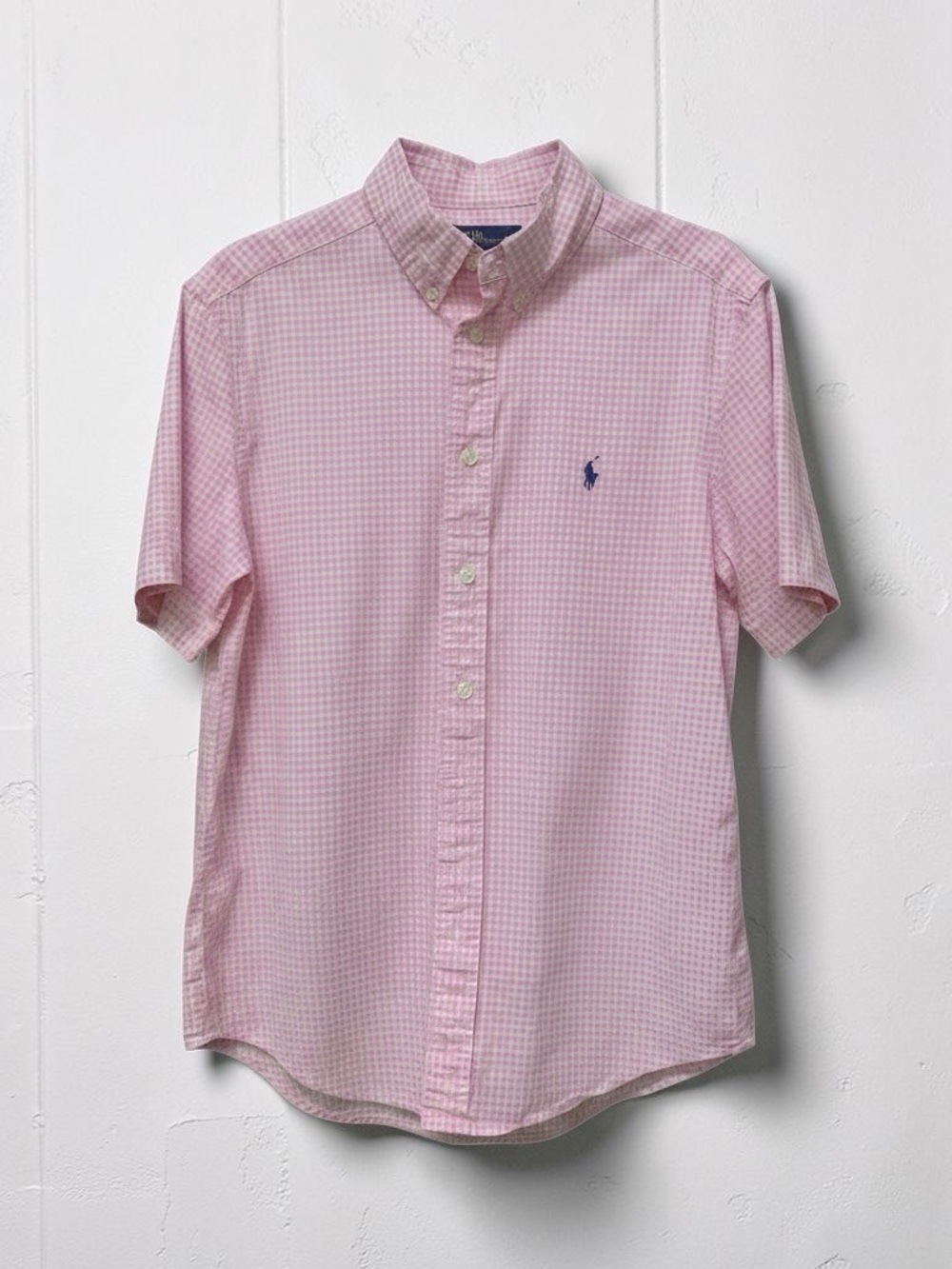 Boys Ralph Lauren Light Pink Gingham Short-Sleeve Button-Down Shirt